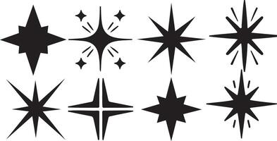 Decorative twinkle stars with sparkling icons and glowing light burst formations vector