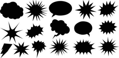 Black Silhouette Comic Boom Elements for Dynamic Pop Art and Retro Style Designs vector