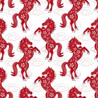 Seamless pattern with Asian elements for happy Chinese new year of the Horse 2026 b vector