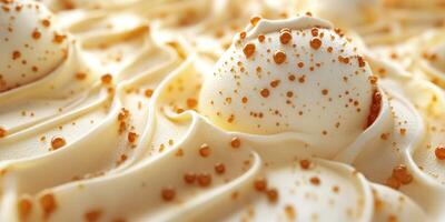 Deliciously crafted creamy dessert with golden caramel accents and smooth swirls photo