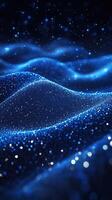 Colorful abstract waves of blue light creating a sparkling and dynamic texture in a dark space photo