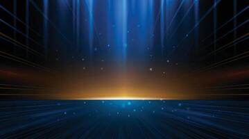 Light ray abstract background, blue and orange color, with speed line effects, template for award backdrop. vector