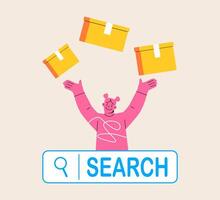 Online shipping concept. Web search bar and delivery. Colorful illustration vector
