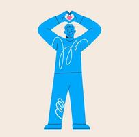 Man making heart shape with isolated hands. Colorful illustration vector