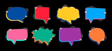 Collection of colorful speech bubbles. Isolated flat color illustration on black background vector