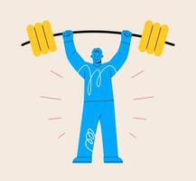 Man lifting weight. Colorful illustration vector