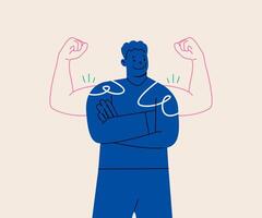 Man power, man self confidence, high esteem concept. Colorful illustration vector