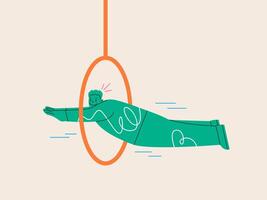 Man jumping through hoops. Concept business. Colorful illustration vector