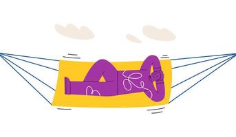 Happy man lying on the crib. illustration isolated on white background. vector
