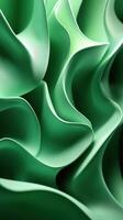 Curved green waves create an abstract pattern of flowing textures in a vibrant design photo