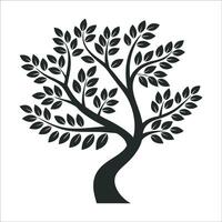 Elegant Tree Silhouette with Leaves Symbol of Growth and Nature vector