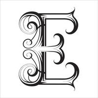 Elegant Ornate Letter C Design with Intricate Swirls and Flourishes in Black and White Tribal, Baroque, and Calligraphic Typography. vector