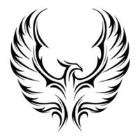 Elegant Tribal Phoenix Tattoo with Sharp and Curved Wings vector