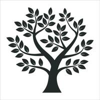 Tree Silhouette with Leaves Natural and Organic Design Concept vector