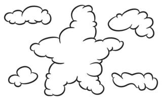 Abstract Unique Clouds Hand Drawing Illustration. Cloud shaped star. vector