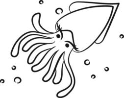 An octopus swimming in the ocean coloring page vector