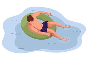 Men Floating On Rubber Ring vector