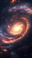 Stunning spiral galaxy illuminated by vibrant stars and cosmic dust in the vast universe photo
