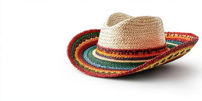 Colorful straw hat showcasing vibrant patterns ideal for summer festivals and outdoor adventures photo