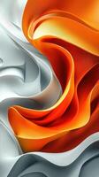 Abstract composition of vibrant orange and soft gray folds showcasing contrast and flow in design photo