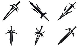 Collection of Stylized Swords icon set vector