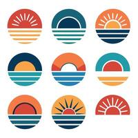 Sunset Icons Set for Summer Design vector