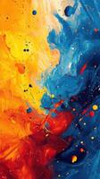 Colorful abstract art showcasing vibrant blue, orange, and red swirling patterns blending together in a dynamic display of creativity photo