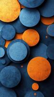 Colorful circular patterns in contrasting shades of blue and orange create a vibrant visual experience in abstract art photo