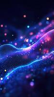 Abstract colorful waves with luminous particles create a mesmerizing visual effect at night photo