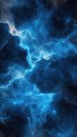 Cosmic blue nebula with swirling gas and bright stars in a dark universe backdrop photo