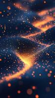 Warm glowing particles create a mesmerizing effect on a dark surface in a vibrant abstract design photo