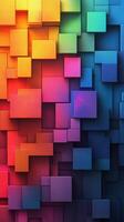 Colorful abstract composition of stacked square shapes creating a vibrant and dynamic visual experience photo