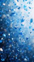 Bright blue shards sparkle in swirling motion, creating a mesmerizing effect that captures attention at an event photo
