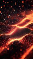 Shimmering waves of orange and gold particles create a mesmerizing visual experience at night photo