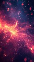 Vibrant cosmic abstract art showcasing swirling colors and luminous particles in a deep space environment photo