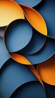 Abstract composition of overlapping circular shapes in blue and orange hues designed for modern aesthetics photo