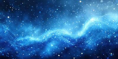 Starlit cosmic wave with sparkling particles in deep blue space environment photo