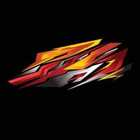car livery decal design for wrapping racing car and cargo van bodies with sharp line style and red, yellow and black gradient color combination vector