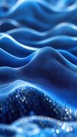 Wave-like patterns in deep blue colors create a mesmerizing visual effect reminiscent of flowing water photo