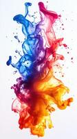 Colorful liquid abstract art swirling and blending in a vibrant display of blue, red, and orange tones photo