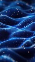 Blue waves of light create a mesmerizing pattern in a digital ocean during nighttime photo
