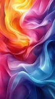 Colorful swirls of fabric create a vibrant abstract pattern in shades of orange, pink, and blue photo
