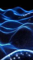 Abstract representation of glowing blue waves against a dark background in a digital context photo
