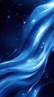 Vibrant blue waves with sparkling stars create a cosmic ambiance in the night sky photo