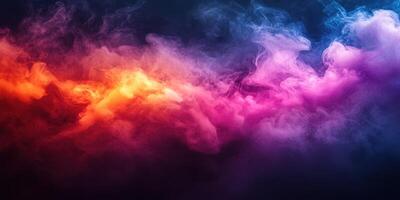 Colorful smoke swirling in gradients of orange, pink, and blue against a dark background creates a mesmerizing visual effect photo