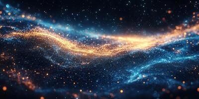 Colorful cosmic dust and shimmering stardust expand across the deep night sky photo