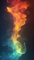 Vibrant swirls of orange and blue create a mesmerizing abstract pattern in dark background photo