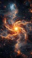 Vibrant galaxy swirling with luminous stars and cosmic dust in deep space photo