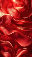 Smooth red fabric creating elegant curves and waves in soft light for a dramatic effect photo