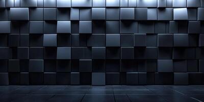 Dark geometric wall with three-dimensional blocks in a minimalist setting photo